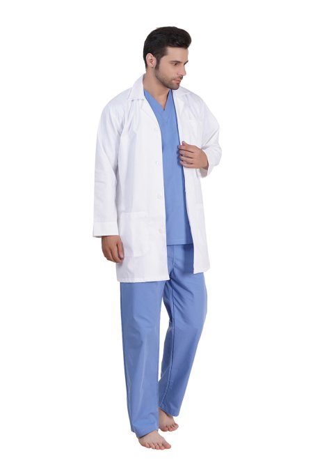 Mens White Doctor Coat Polycotton Fabric Classic Fit Manufacturers, Suppliers in Tamil Nadu