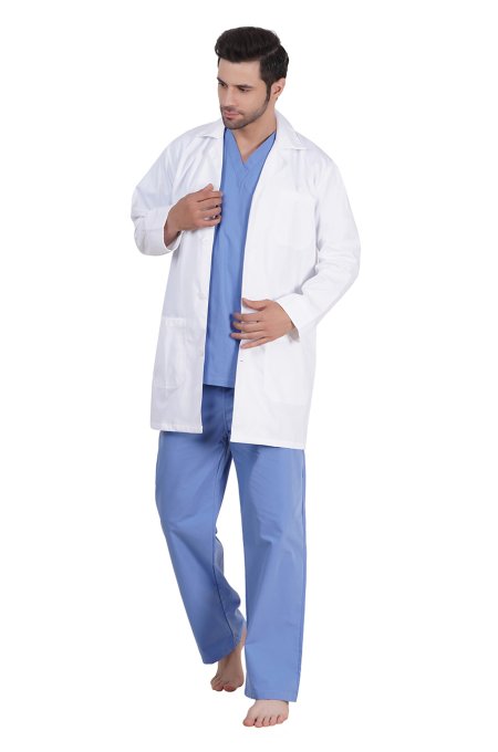 Mens White Doctor Coat Polycotton Fabric Classic Fit Manufacturers, Suppliers in Tamil Nadu