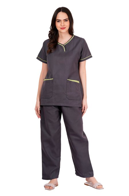 Dark Purple Short Sleeve Y-Neck Medical Uniform Manufacturers, Suppliers in Tamil Nadu