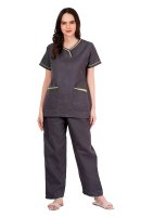 Dark Purple Short Sleeve Y-Neck Medical Uniform Manufacturers, Suppliers in Tamil Nadu