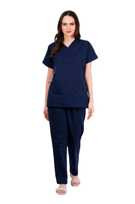 Dark Navy Blue Polycotton Scrubs with Patch Pockets Manufacturers, Suppliers in Tamil Nadu