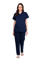 Dark Navy Blue Polycotton Scrubs with Patch Pockets Manufacturers, Suppliers in Tamil Nadu