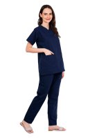 Dark Navy Blue Polycotton Scrubs with Patch Pockets Manufacturers, Suppliers in Tamil Nadu
