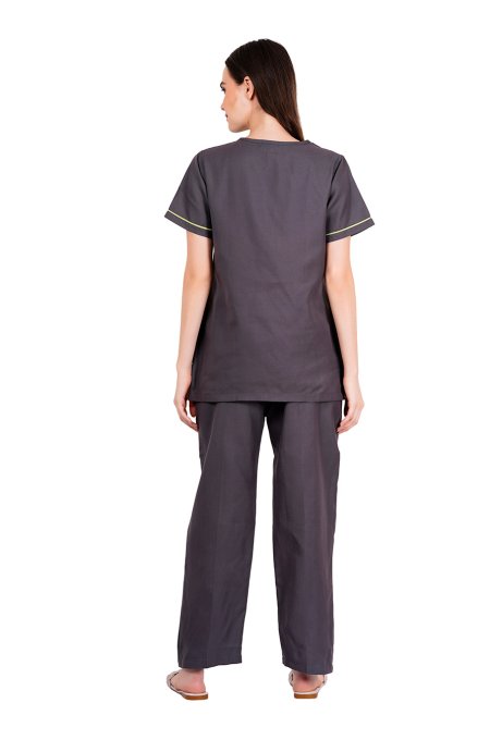 Dark Purple Short Sleeve Y-Neck Medical Uniform Manufacturers, Suppliers in Tamil Nadu