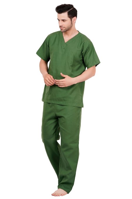 Olive Green Medical Scrub Suit with Four Pockets Manufacturers, Suppliers in Tamil Nadu
