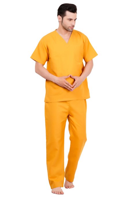 Mustard Yellow Medical Scrub Set with V-Neck Manufacturers, Suppliers in Tamil Nadu