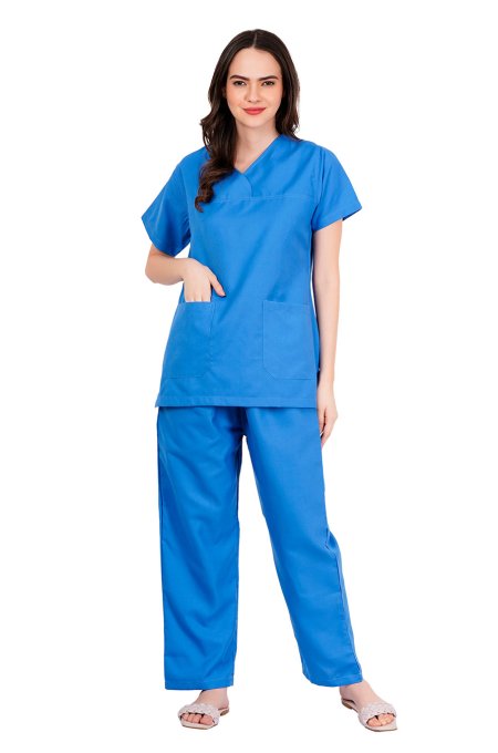 Medical Work Scrubs Ocean Blue Y-Crossover Design Manufacturers, Suppliers in Tamil Nadu