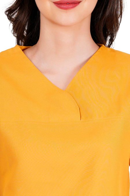 Mustard Yellow Y-Crossover Neckline Medical Scrubs Set Manufacturers, Suppliers in Tamil Nadu