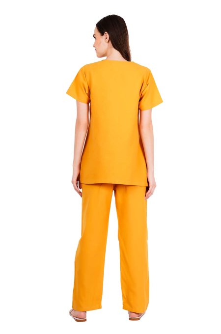 Mustard Yellow Y-Crossover Neckline Medical Scrubs Set Manufacturers, Suppliers in Tamil Nadu