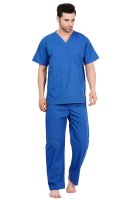 Bright Blue Polycotton Scrubs Set Short Raglan Sleeves Manufacturers, Suppliers in Tamil Nadu