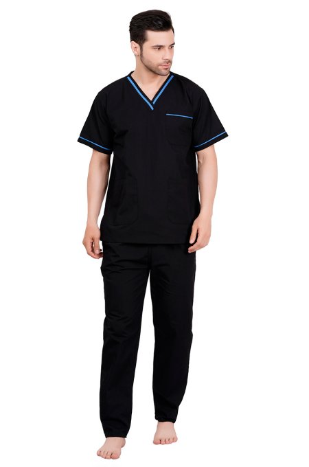 Black Blue Medical Scrubs Set Unisex Polycotton Manufacturers, Suppliers in Tamil Nadu