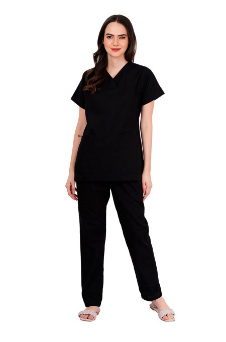 Short Sleeve Black Clinical Workwear Scrub Set Manufacturers, Suppliers in Tamil Nadu