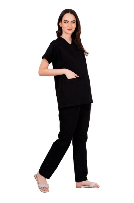 Short Sleeve Black Clinical Workwear Scrub Set Manufacturers, Suppliers in Tamil Nadu