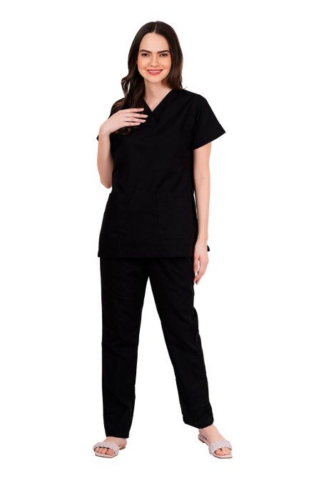Short Sleeve Black Clinical Workwear Scrub Set Manufacturers, Suppliers in Tamil Nadu