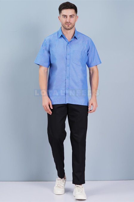Blue Polyester Viscose Blend Ward Boy Uniform - Button-Up Shirt, Side and Back Pockets Manufacturers, Suppliers in Tamil Nadu
