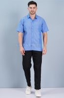 Blue Polyester Viscose Blend Ward Boy Uniform - Button-Up Shirt, Side and Back Pockets Manufacturers, Suppliers in Tamil Nadu