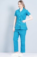 Hospital Staff Nurse Wear Blue Cotton Half Sleeve Manufacturers, Suppliers in Tamil Nadu