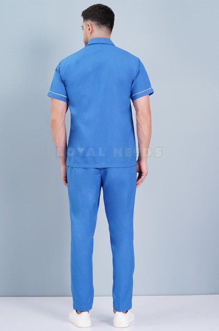 Men Blue Cotton Hospital Uniform with Collar Neck Manufacturers, Suppliers in Tamil Nadu