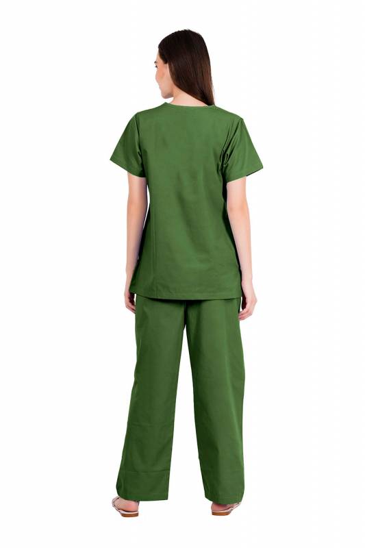 Black, Blue and Green - Y Crossover Neckline Short Sleeve Scrub Set with 6 Pockets, Adjustable Drawstring Waist, and Reinforced Side Vents - Customised Polycotton Fabric (S-XXXL) Manufacturers, Suppliers in Tamil Nadu
