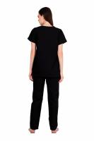 Black - Y Crossover Neckline Short Sleeve Top with Front & Inside Pockets, Gathered Pant with Adjustable Drawstring, Reinforced Side Vents, Customised Polycotton Fabric - Available in S to XXXL Manufacturers, Suppliers in Tamil Nadu