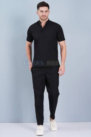 Black Polycotton Hospital Uniform Set for Medical Staff