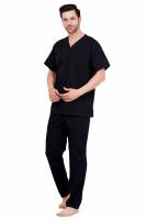 Black Polycotton Scrubs - V Neck, Short Raglan Sleeves, 4 Pockets, Full Elastic Drawstring Pant, Double Stitch Detail, Sizes S-XXXL, 0.51 kg Manufacturers, Suppliers in Tamil Nadu