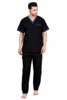Black and Blue Polycotton Scrubs - V-Neck, Short Raglan Sleeves, 6 Pockets, Full Elastic Drawstring Pant, Double Stitch Detail, Sizes S-XXL, 0.51 kg Manufacturers, Suppliers in Tamil Nadu