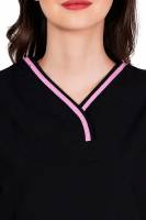 Black and Pink - Y Crossover Neckline Scrub Set with Short Sleeves, Six Pockets, Elastic Waist Pant, and Adjustable Drawstring – Customised Polycotton Fabric, Available in S-XXXL Manufacturers, Suppliers in Tamil Nadu