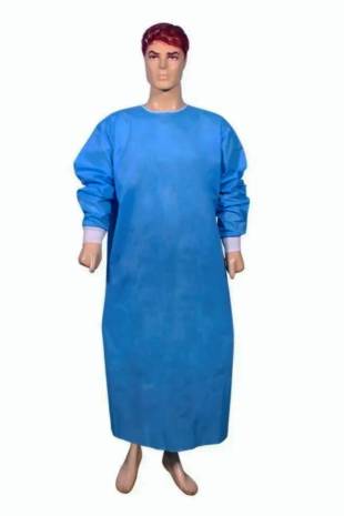 Blue Hospital Wear SMS Material Plain Round Neck  Manufacturers, Suppliers in Tamil Nadu