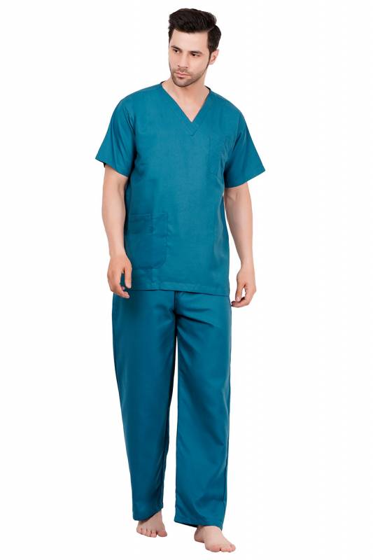 Bluish Green Polycotton Scrubs - V Neck, Short Raglan Sleeves, 4 Pockets, Full Elastic Drawstring Pant, Double Stitch Durability, Sizes S-XXXL, 0.51 kg Manufacturers, Suppliers in Jamshedpur