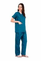 Bluish Green Polycotton Scrubs - Y Crossover Neckline, Short Sleeves, 3 Pockets, Front & Back Yokes, Adjustable Drawstring Pant, Reinforced Side Vents, Customised Polycotton Fabric, Sizes S-XXXL, 0.51 kg Manufacturers, Suppliers in Tamil Nadu