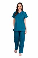 Bluish Green Polycotton Scrubs - Y Crossover Neckline, Short Sleeves, 3 Pockets, Front & Back Yokes, Adjustable Drawstring Pant, Reinforced Side Vents, Customised Polycotton Fabric, Sizes S-XXXL, 0.51 kg Manufacturers, Suppliers in Tamil Nadu