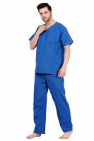 Bright Blue Polycotton Scrubs - V Neck, Short Raglan Sleeves, 4 Pockets, Full Elastic Drawstring Pant, Double Stitch Detail, Sizes S XXXL, 0.51 kg Manufacturers, Suppliers in Tamil Nadu