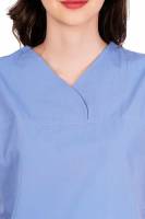 Ceil Blue - Y Crossover Neckline Short Sleeve Top with Front & Inside Pockets, Gathered Pant with Adjustable Drawstring, Reinforced Side Vents, Customised Polycotton Fabric - Available in S to XXXL Manufacturers, Suppliers in Tamil Nadu