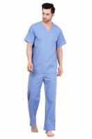 Ceil Blue Polycotton Scrubs - V Neck, Short Raglan Sleeves, 4 Pockets, Full Elastic Drawstring Pant, Double Stitch Detail, Sizes S-XXXL, 0.51 kg Manufacturers, Suppliers in Tamil Nadu