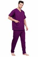 Dark Purple Polycotton Scrubs - V Neck, Short Raglan Sleeves, 4 Pockets, Full Elastic Drawstring Pant, Double Stitch Durability, Sizes S-XXXL, 0.51 kg Manufacturers, Suppliers in Tamil Nadu