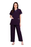 Dark Purple Short Sleeve Y-Neck Medical Uniform Manufacturers, Suppliers in Tamil Nadu