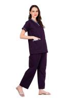 Dark Purple Short Sleeve Y-Neck Medical Uniform Manufacturers, Suppliers in Tamil Nadu