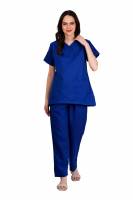 Galaxy Blue - Y Crossover Neckline Short Sleeve Top with Front and Inside Pockets, Gathered Pant with Adjustable Drawstring, Reinforced Side Vents, Customised Polycotton Fabric - Available in S to XXXL Manufacturers, Suppliers in Tamil Nadu