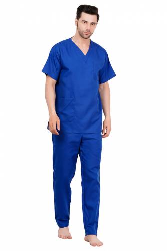 Galaxy Blue Polycotton Scrubs - V Neck, Short Raglan Sleeves, 4 Pockets, Full Elastic Drawstring Pant, Double Stitch Durability, Sizes S-XXXL, 0.51 kg Manufacturers, Suppliers in Tamil Nadu