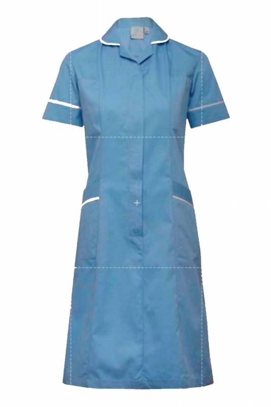 Half Sleeve Nurse Uniform – Blue and Light Grey, Cotton-Polyester Blend, Collar Neck Manufacturers, Suppliers in Tamil Nadu