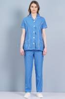 Ladies Nurse Tunic Set – Blue Cotton Fabric, Half Sleeves, Functional Pocket Design Manufacturers, Suppliers in Tamil Nadu