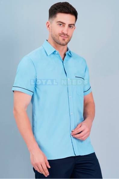 Medium Blue Unisex Hospital Staff Wear Shirt - Polyester Trovine Fabric Manufacturers, Suppliers in Bhubaneswar