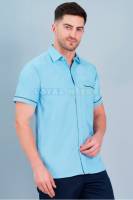 Medium Blue Unisex Hospital Staff Wear Shirt - Polyester Trovine Fabric Manufacturers, Suppliers in Tamil Nadu