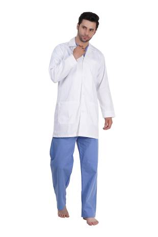 Mens White Doctor Coat Polycotton Fabric Classic Fit Manufacturers, Suppliers in Tamil Nadu