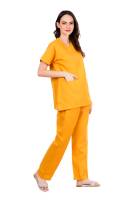 Mustard Yellow Y-Crossover Neckline Medical Scrubs Set Manufacturers, Suppliers in Tamil Nadu