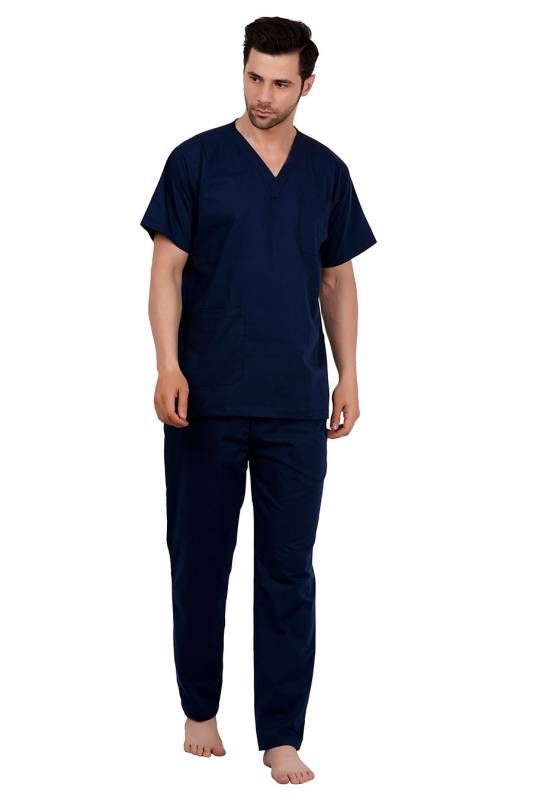 Olive Blue Polycotton Scrubs - V Neck, Short Raglan Sleeves, 4 Pockets, Full Elastic Drawstring Pant, Double Stitch Detail, Sizes S-XXXL, 0.51 kg Manufacturers, Suppliers in Jamshedpur