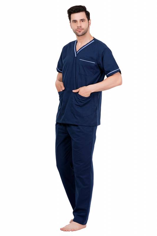 Olive Blue and Blue Polycotton Scrubs - V Neck, Short Raglan Sleeves, 6 Pockets, Full Elastic Drawstring Pant, Double Stitch Durability, Sizes S-XXL, 0.51 kg Manufacturers, Suppliers in Jamshedpur