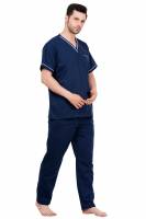 Olive Blue and Blue Polycotton Scrubs - V Neck, Short Raglan Sleeves, 6 Pockets, Full Elastic Drawstring Pant, Double Stitch Durability, Sizes S-XXL, 0.51 kg Manufacturers, Suppliers in Tamil Nadu