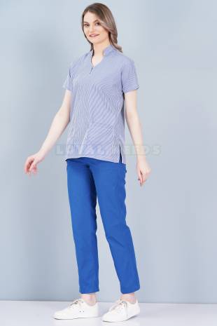 Plain Color Housekeeping Dress – Short Sleeves, Poly Cotton Fabric, Sizes S to XXL